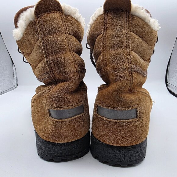 Roffe Shearling-Lined Womens Snow Boots Size 8 Brown Lace Up Winter Footwear - Picture 5 of 13
